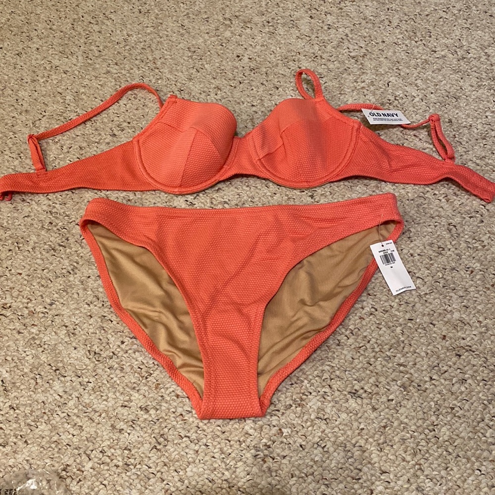 Coral bikini bathing suit set